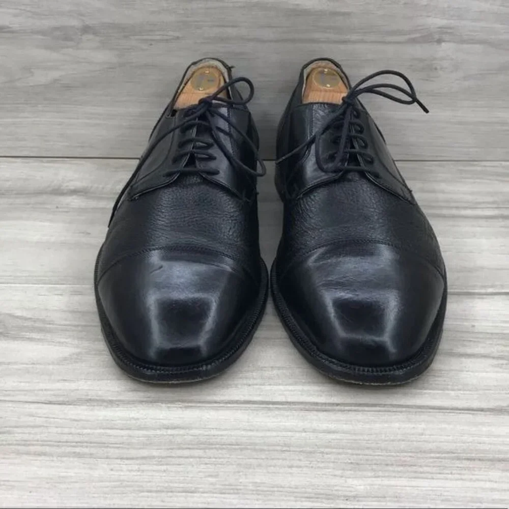 Brass Boot Oxfords Mens 8 Black Leather Derby Lace Up Cap Toe Dress Shoes